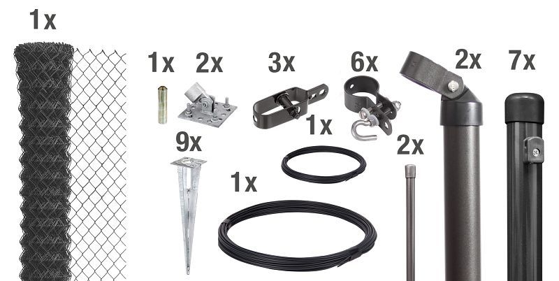 Clôture grillagée GAH Alberts en tant que kit de clôture complet, avec douille de sol, H : 100 cm, L : 15 m, anthracite, 634322