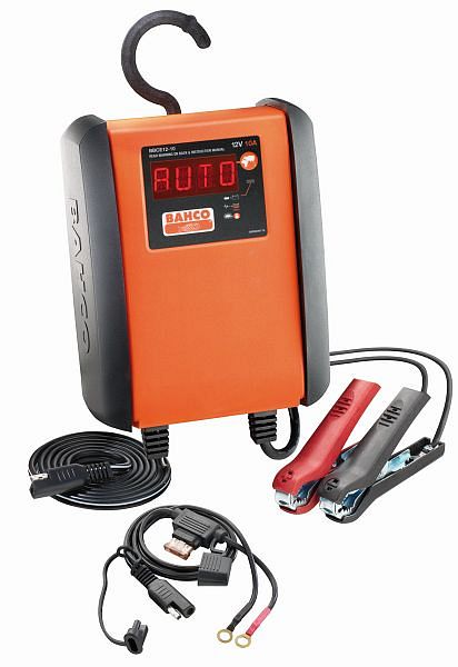 Chargeur et conditionneur de batterie à microprocesseur entièrement automatique Bahco 10 A, 8 étapes pour batteries 12 V (10-230 Ah), BBCE12-10